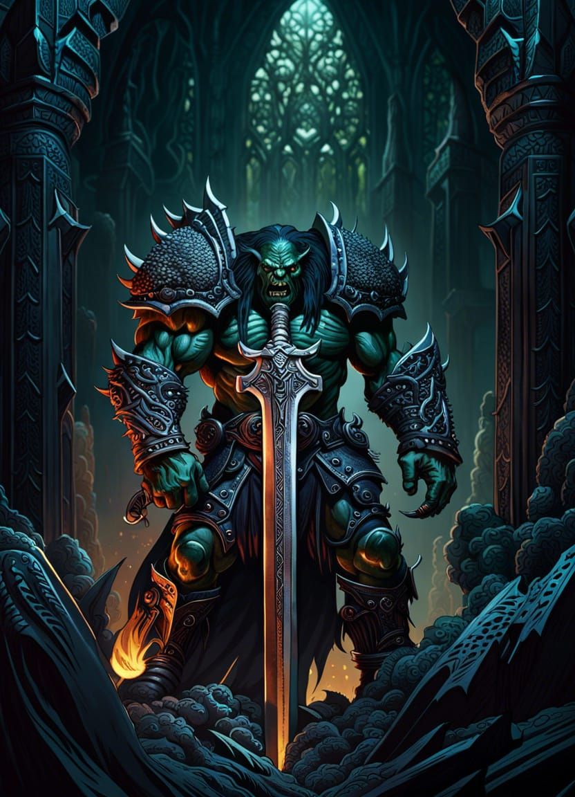 Brutal Orc Warrior in Dark Fantasy Style