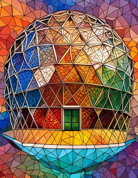 Geodesic Dome Greenhouse in Surrealist Style