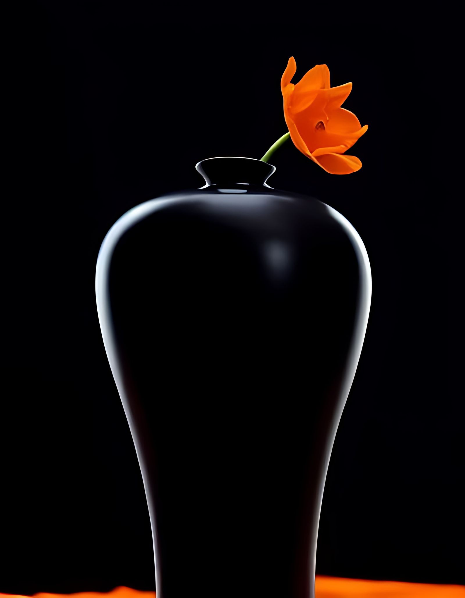 Minimalist Still Life: Vase with Orange Flower