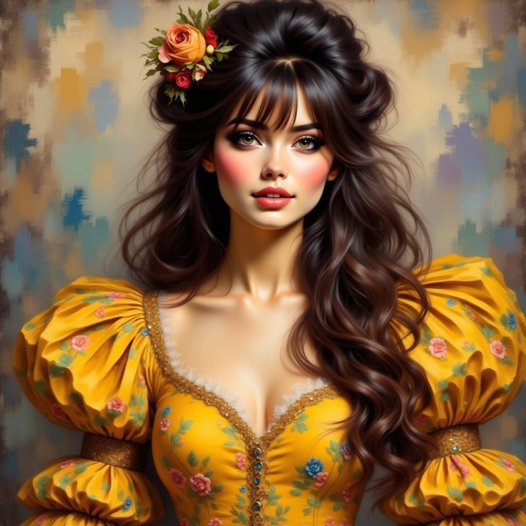 Sensual Gauguin-Inspired Portrait of a Curvy Woman in 18th C...