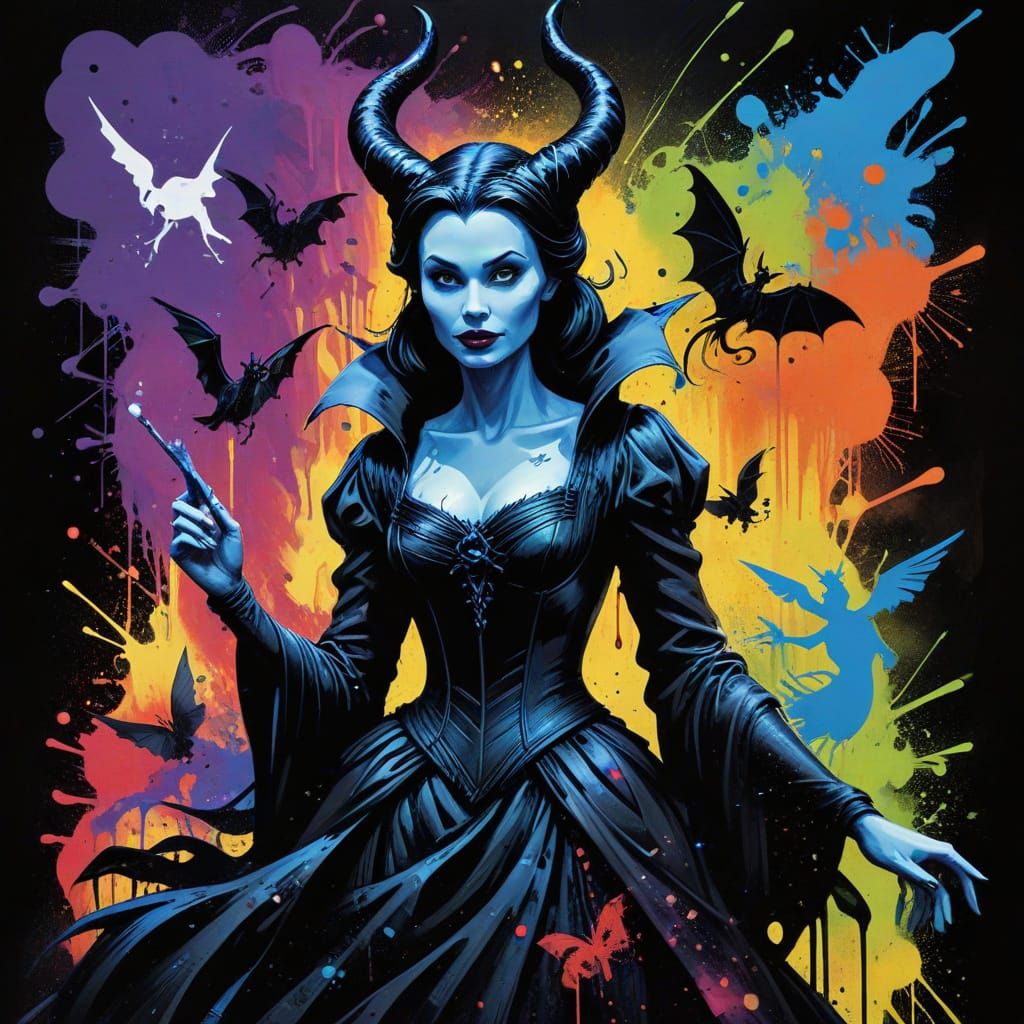 Ethereal Fusion of Beauty and Darkness in Graffiti Art