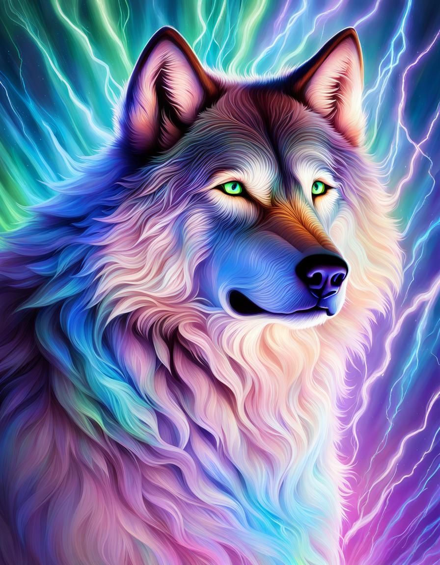 Gothic Dire Wolf in Forest: Hyperrealistic 3D Portrait