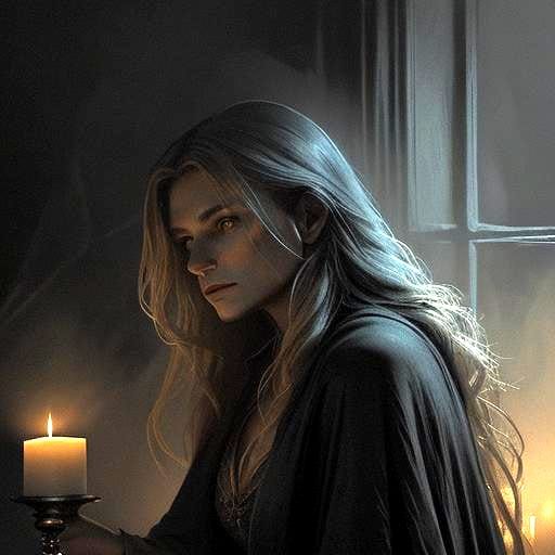 Contemplative Woman Leaning Forward