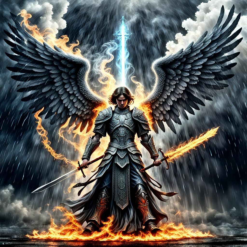 Smoky Angel with Sword of Fire
