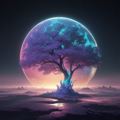 Stardust Deer in Dreamlike Anime Landscape