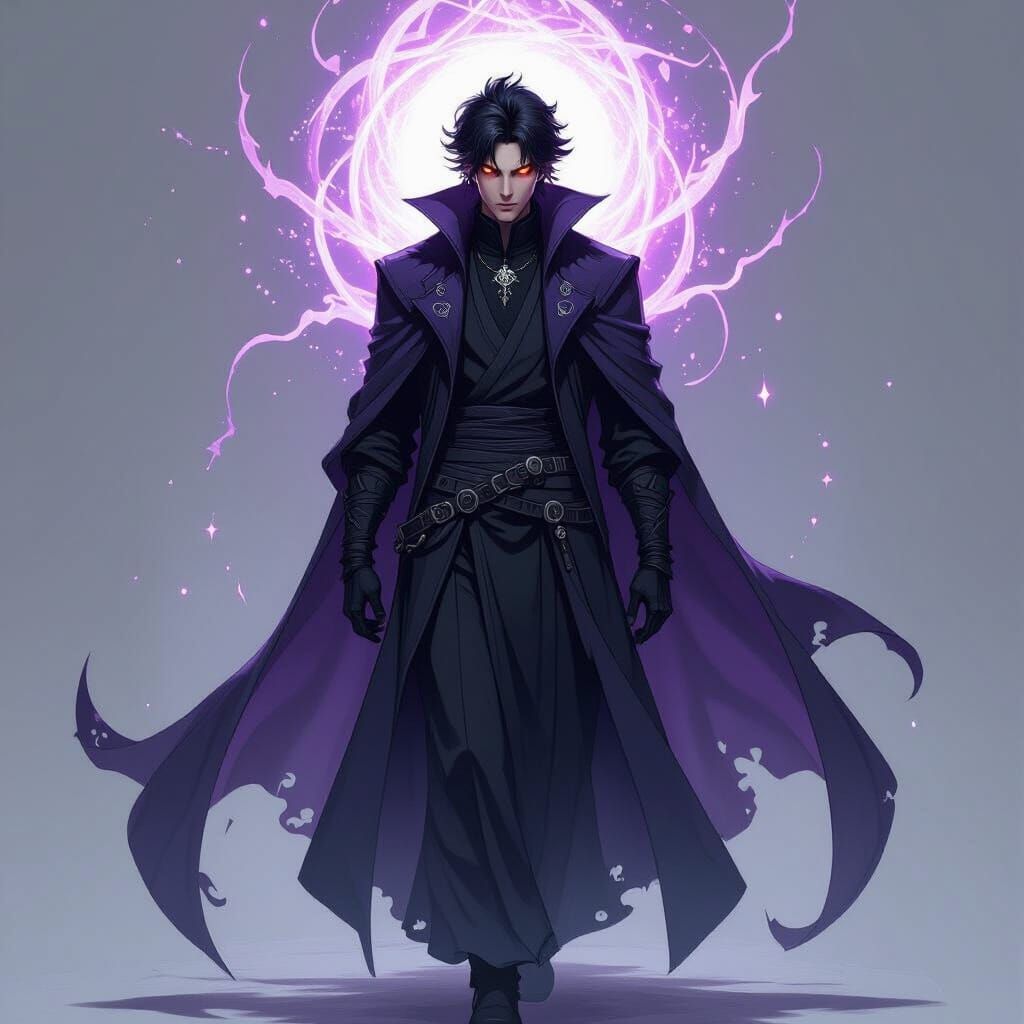 Shadow King with Purple Aura in Digital Art Style