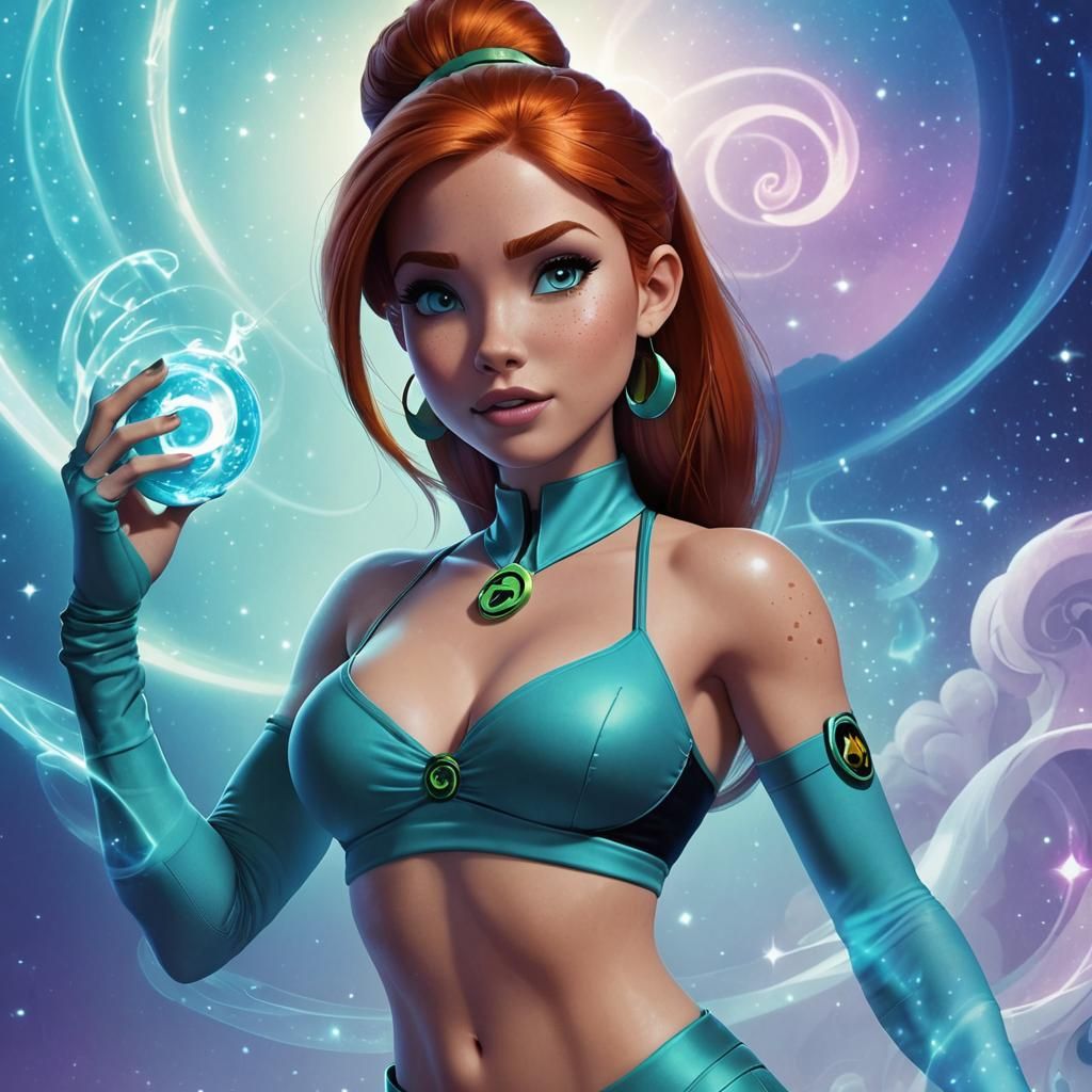 Kim Possible as Genie in Ethereal Fantasy Art