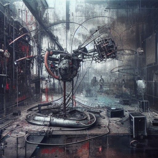Dieselpunk Cyberpunk Surrealism: Painful Mechanical Thrusts