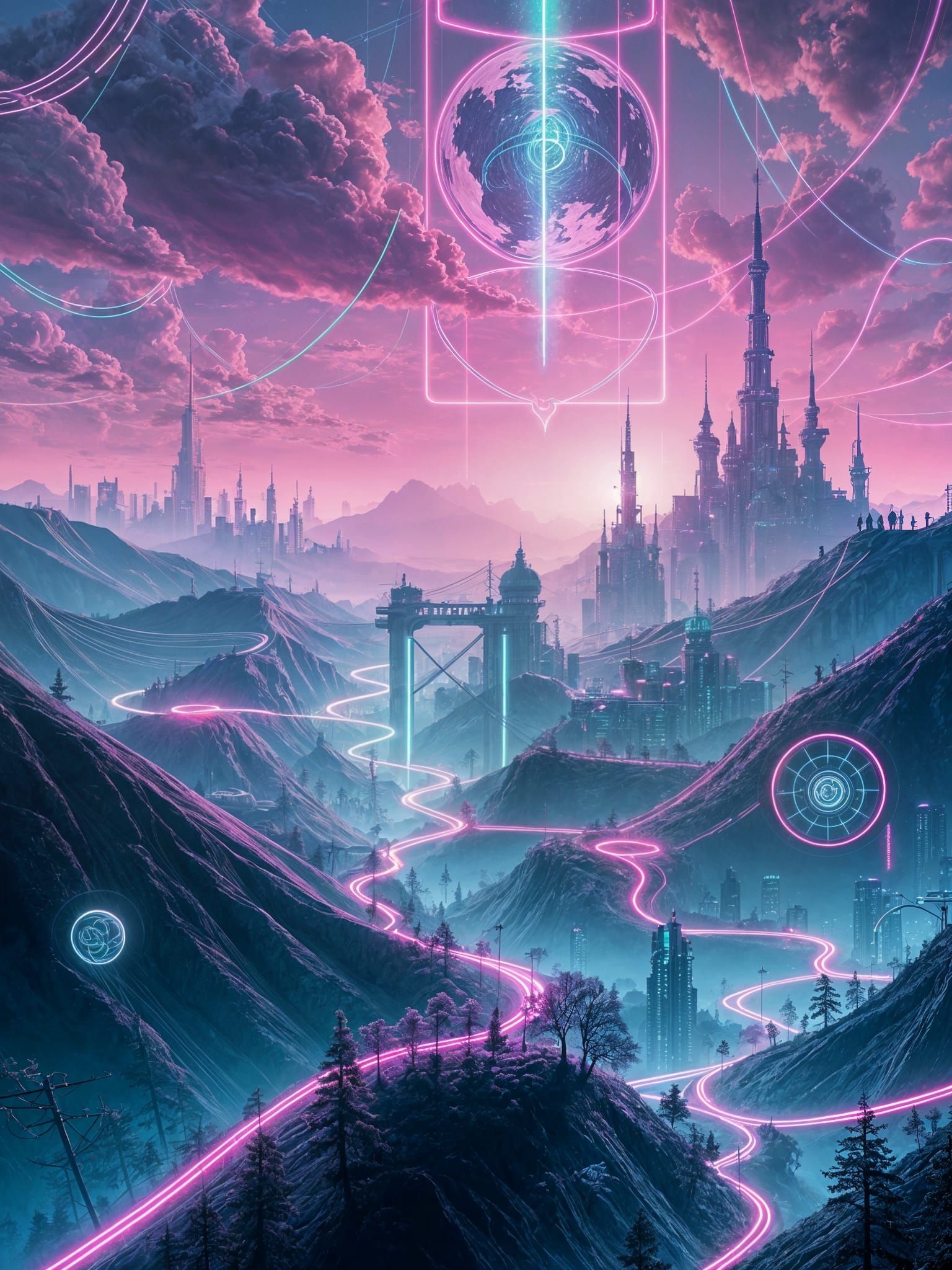 Connected Worlds: A Cyberpunk Internet Landscape