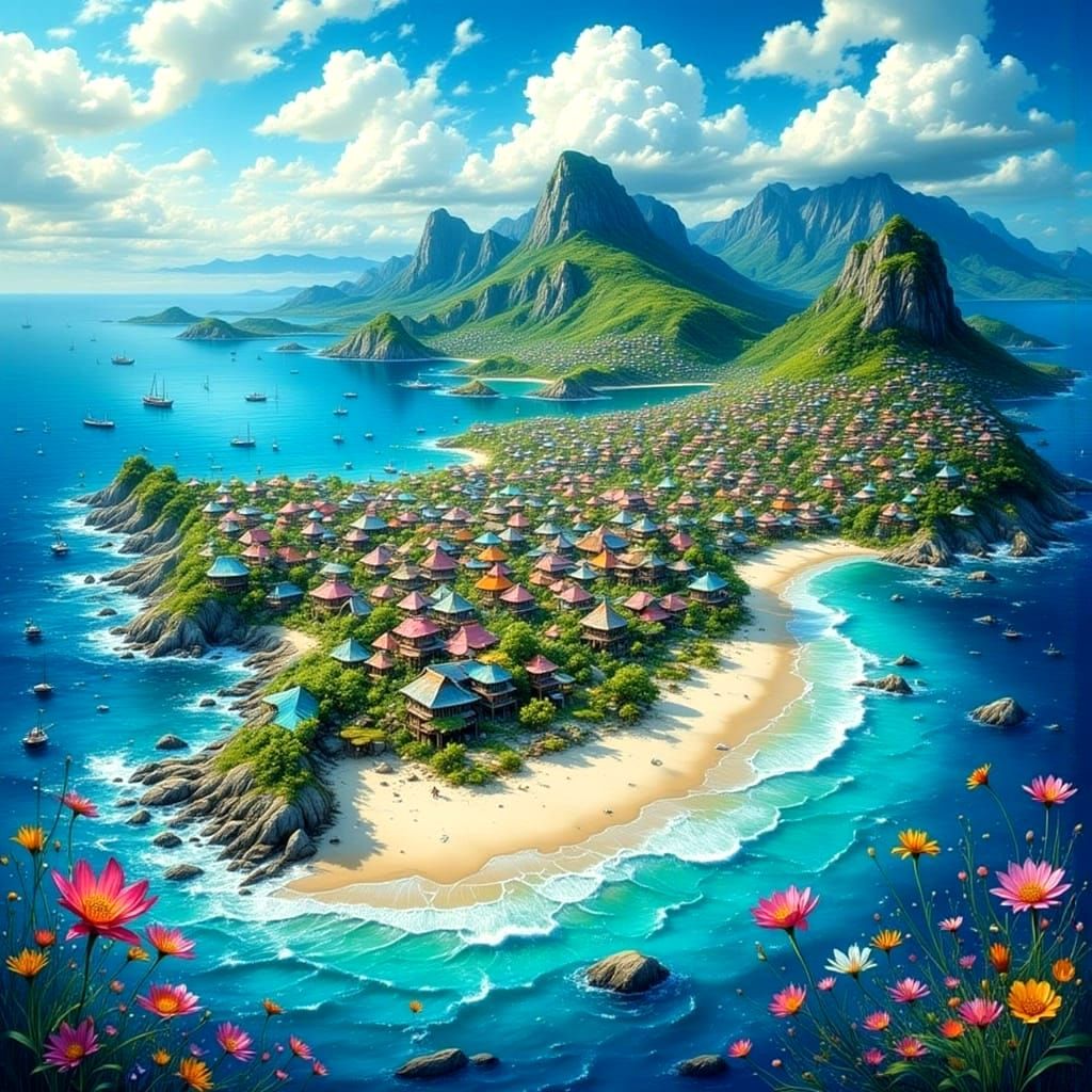 Turquoise Dreamscape with Magenta Highlights