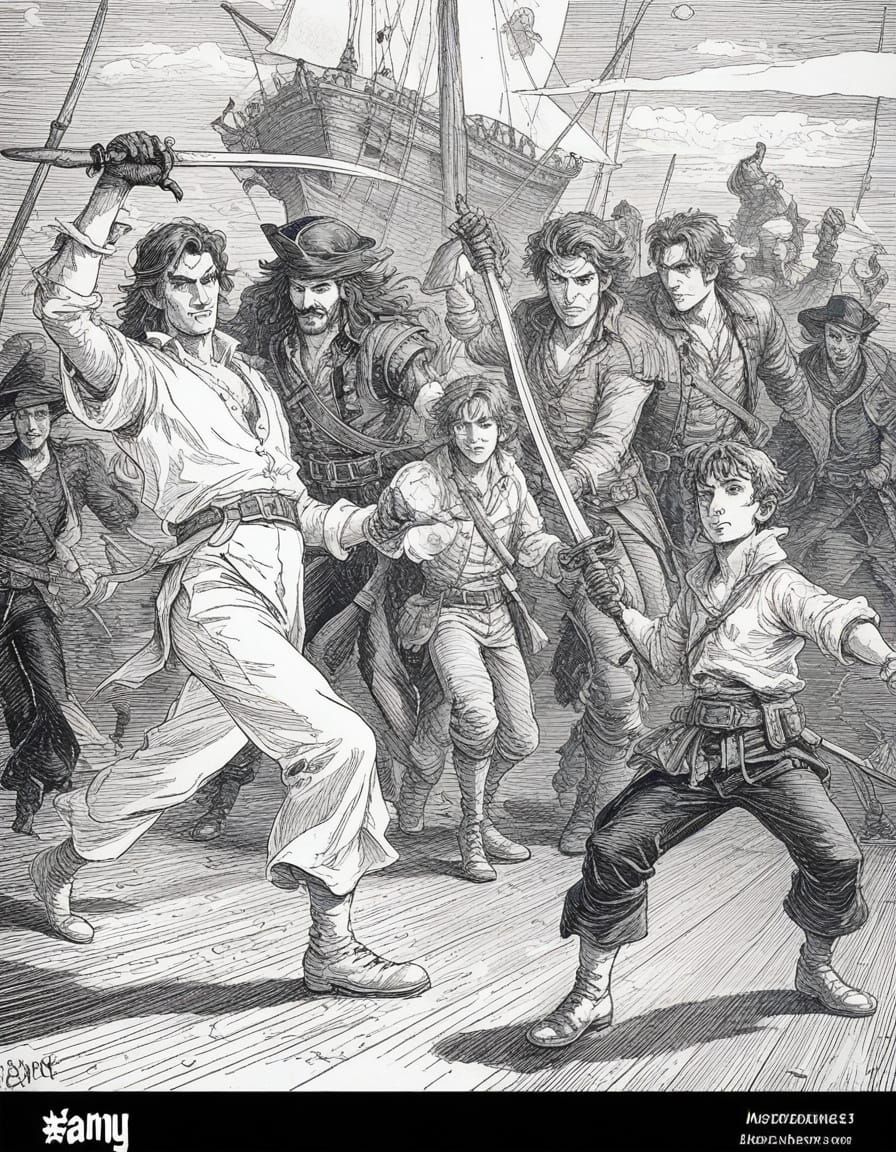 Captain Hook and His Crew Engage in a Thrilling Swashbucklin...