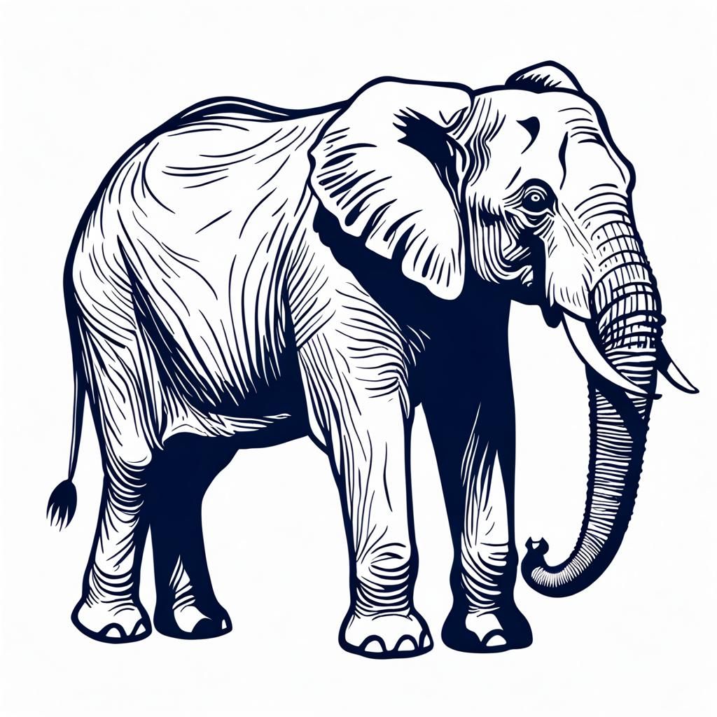 Rainbow Ink Elephant Silhouette Art