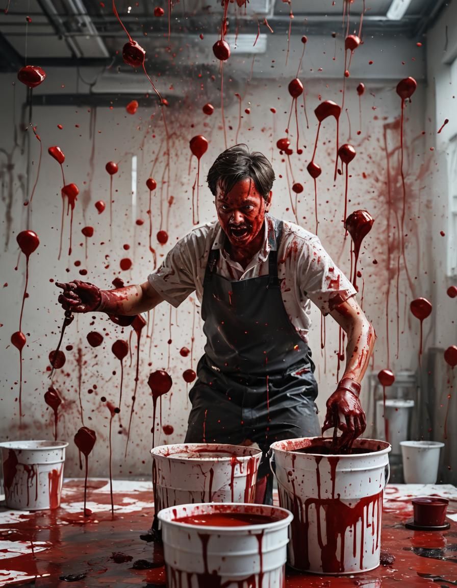 "More Blood!" Crazed AI-artist throwing buckets of blood at ...