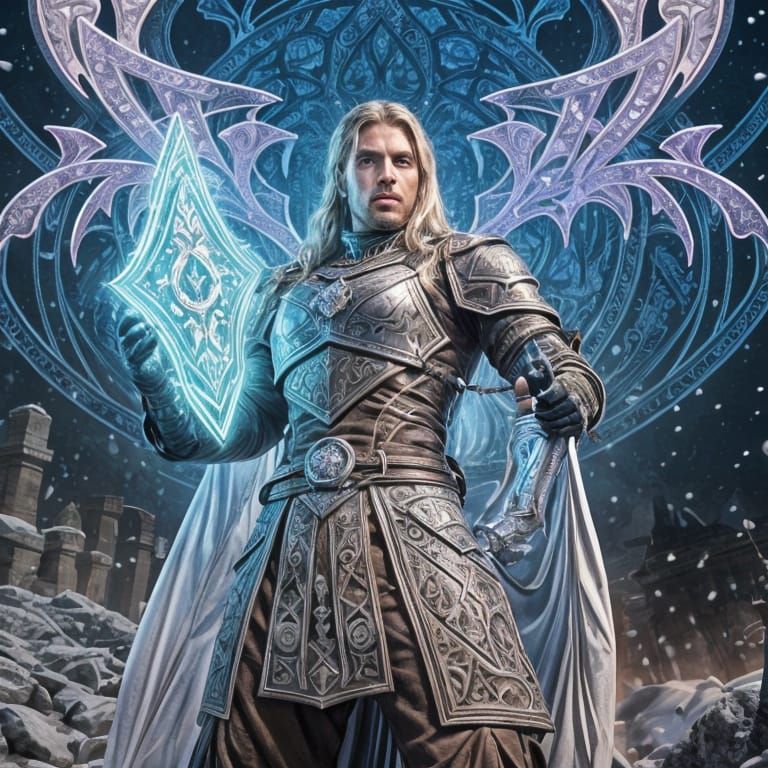 Epic Viking Templar Warrior in Winter, Digital Art