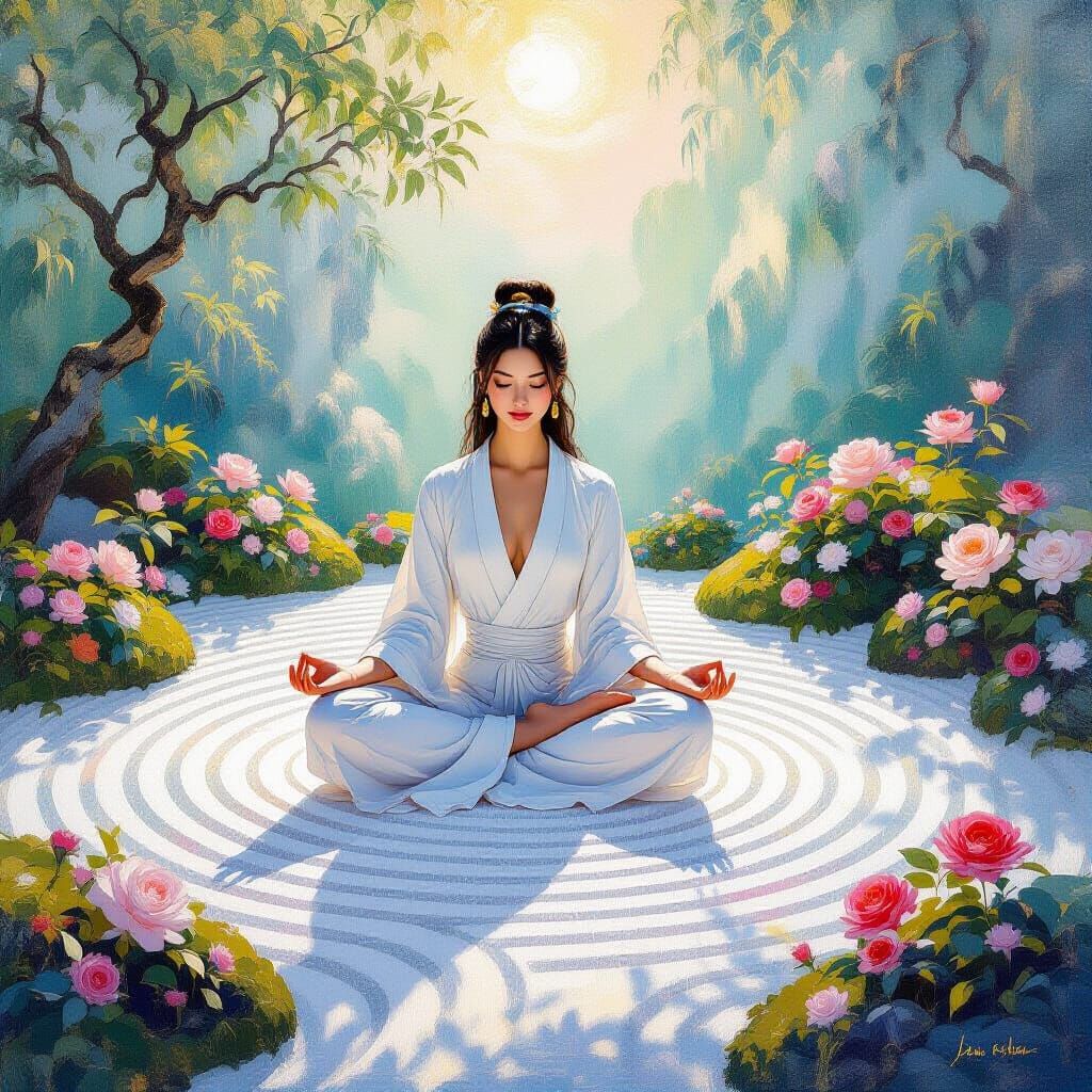 Zen Garden Meditation in Metamodern Style