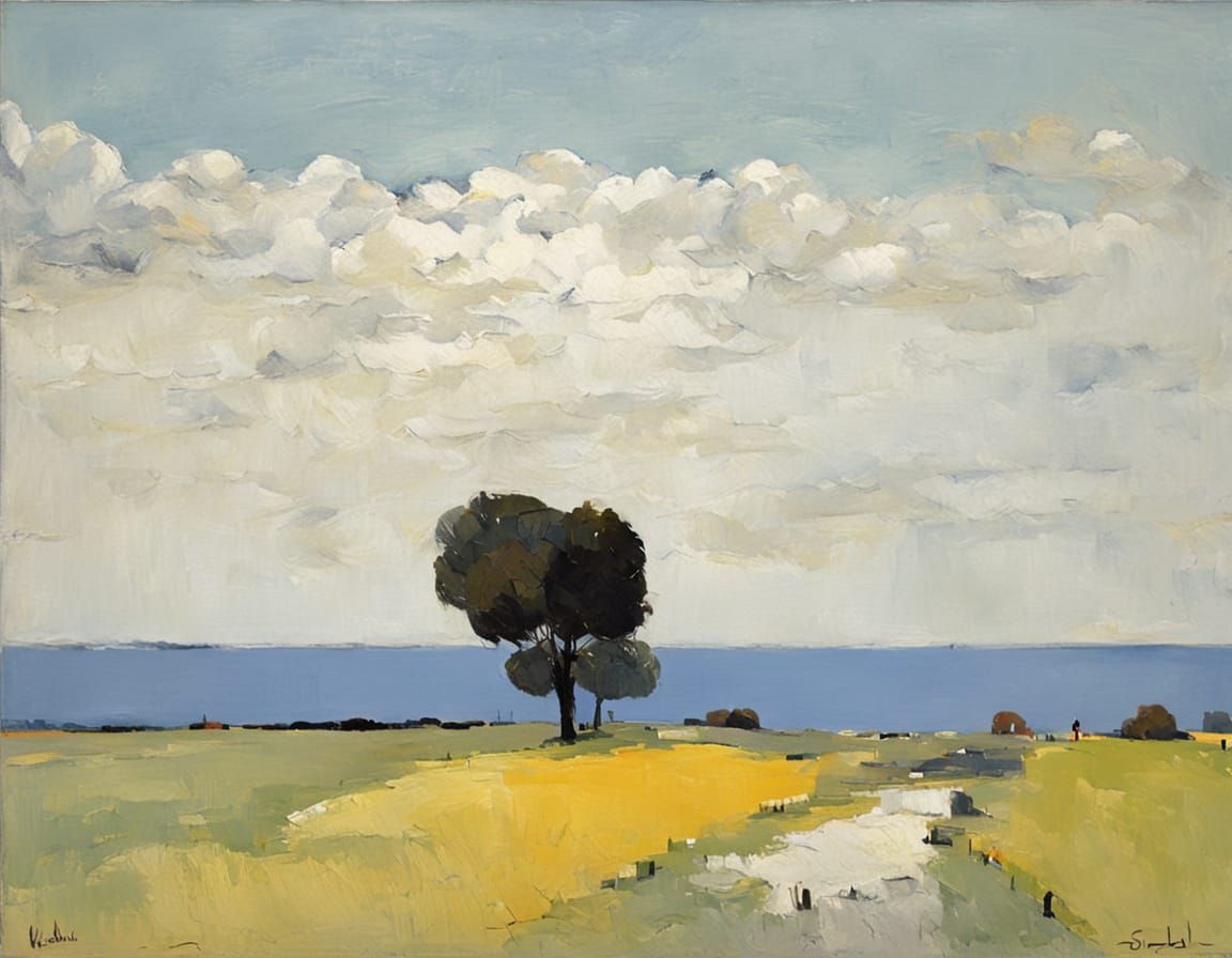 Vibrant Pastel Landscape in Nicolas de Staël Style