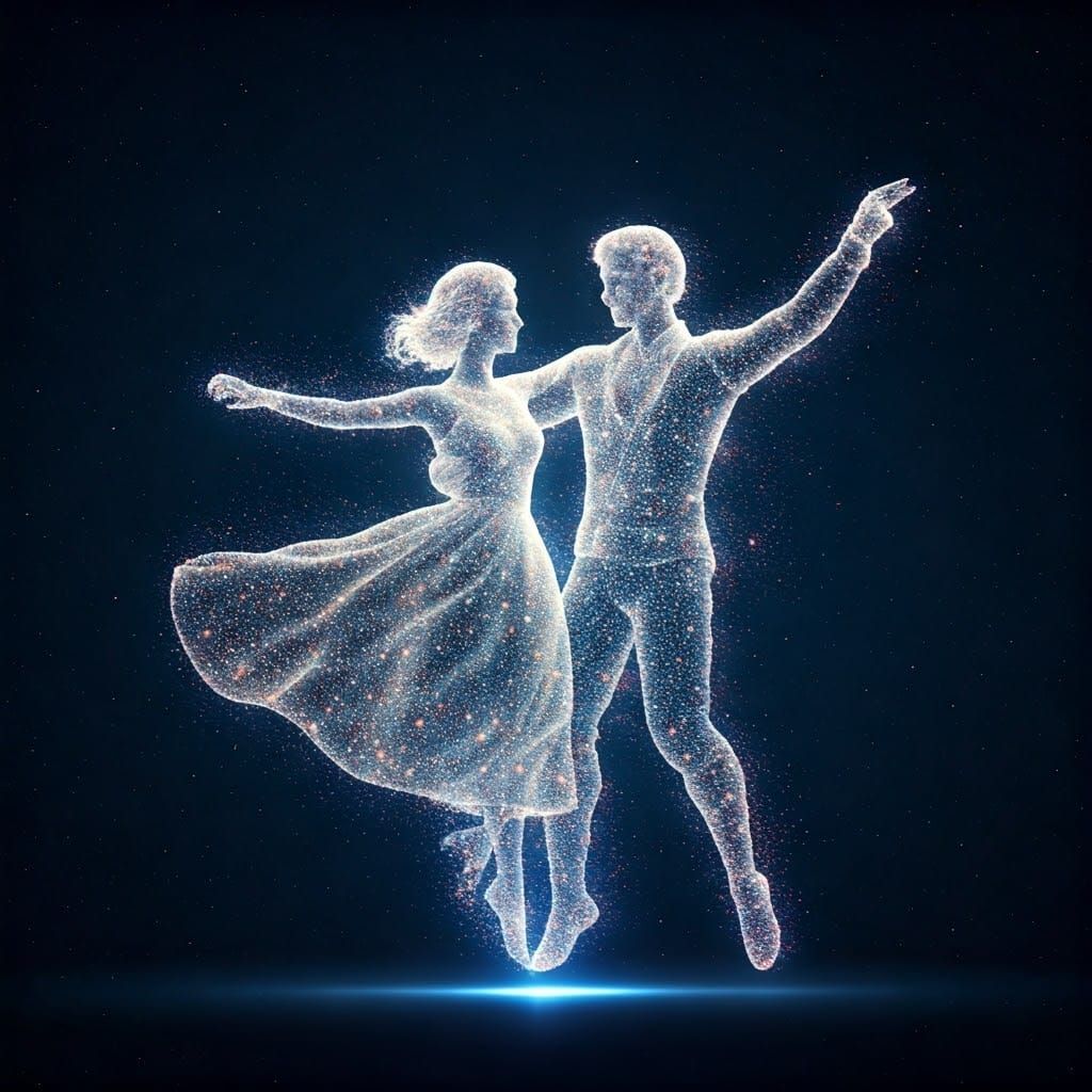 Holographic Dancers in Celestial Starlight Display