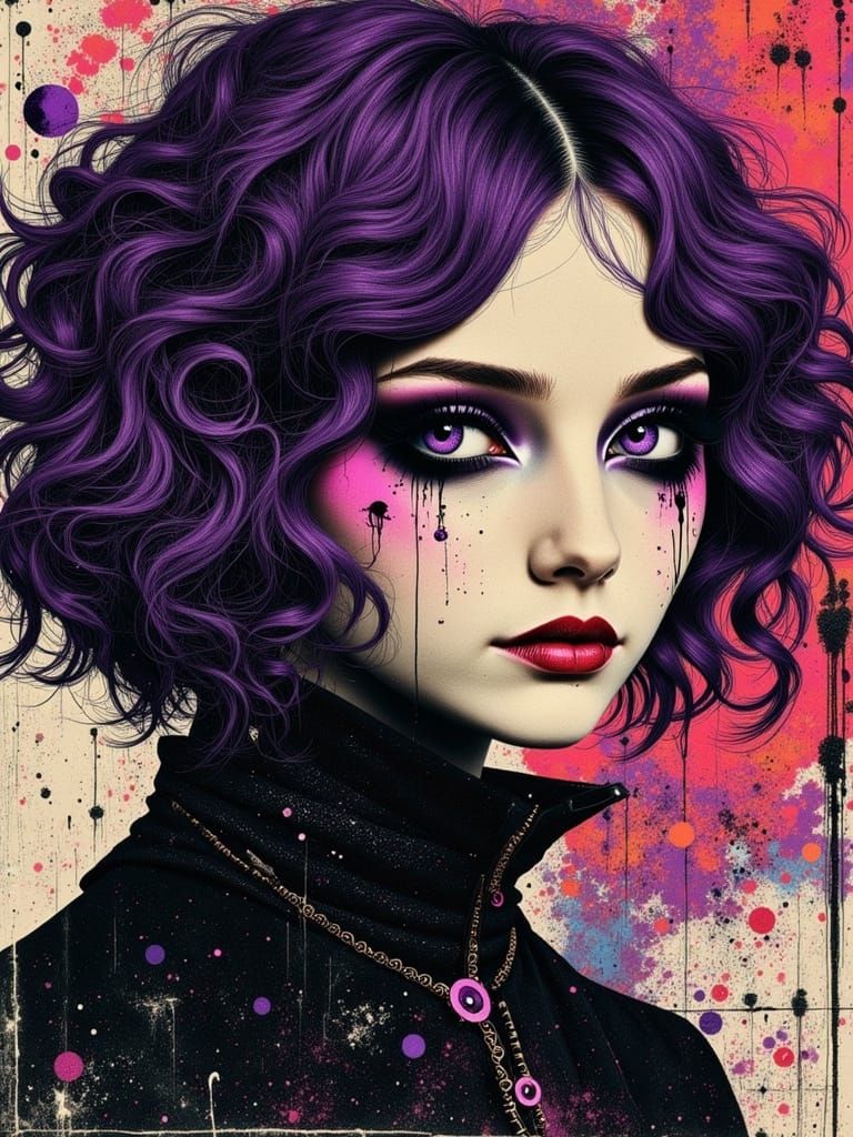 Gothic Abstract Portrait in Zentangle Style