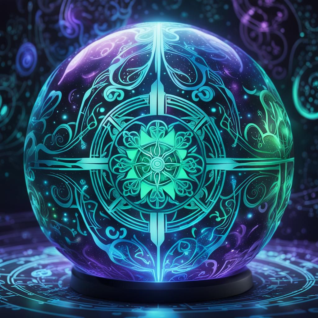 Radiant Orb Anime Concept Art in Neon Colors