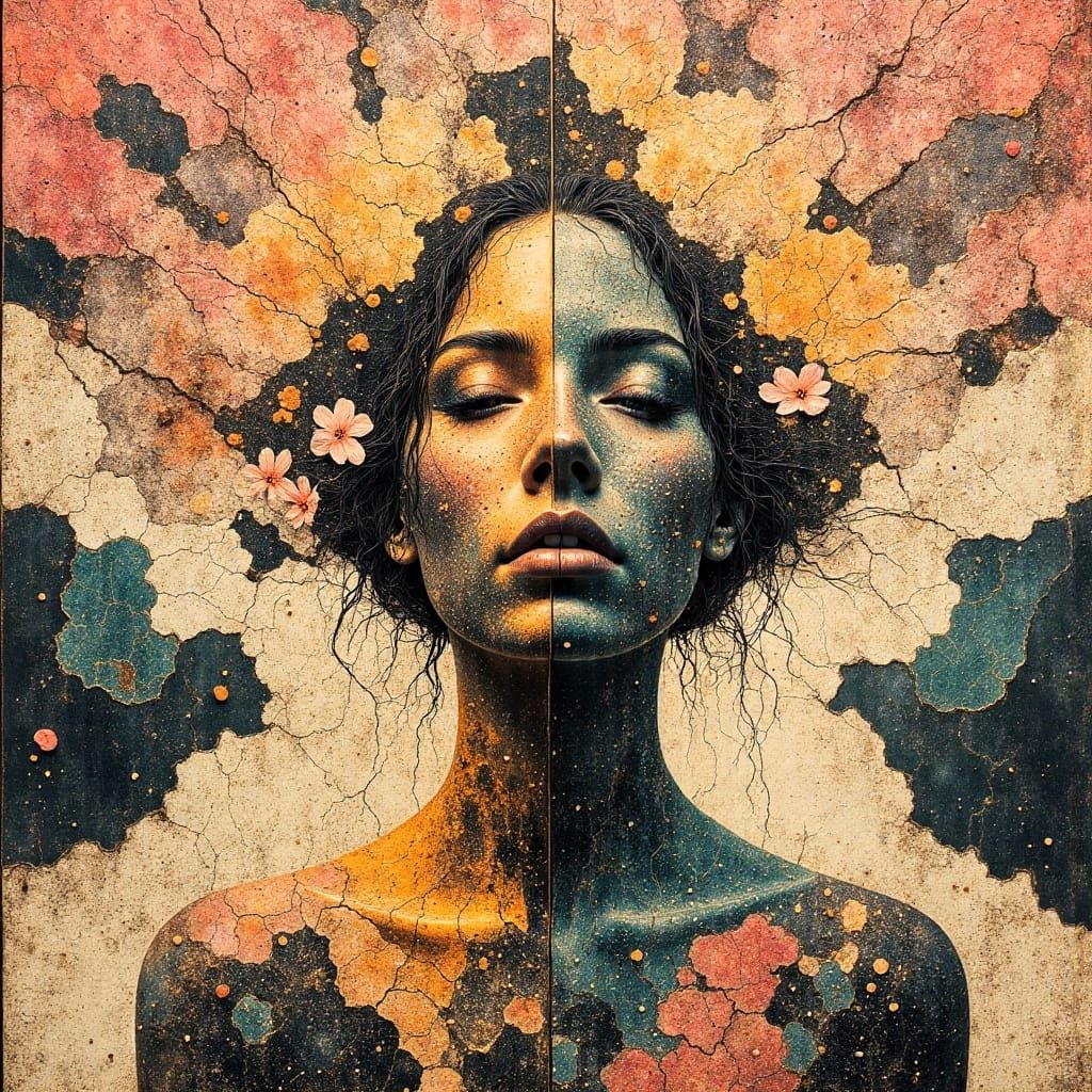 Abstract Pin-Up in Geometric ASCII Art Style