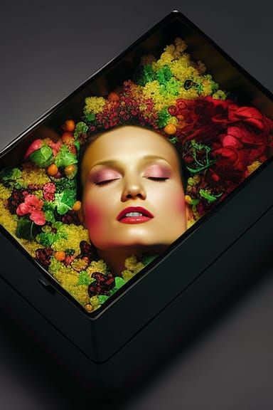 Surreal Bento Box Portrait in Spacecore Style