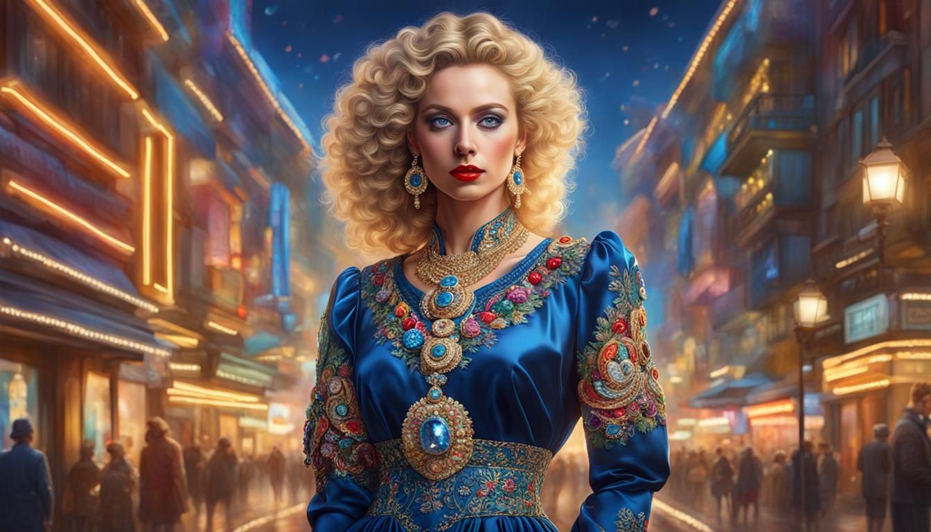 Hyperrealistic Portrait of a Blond Woman in Volumetric Light...