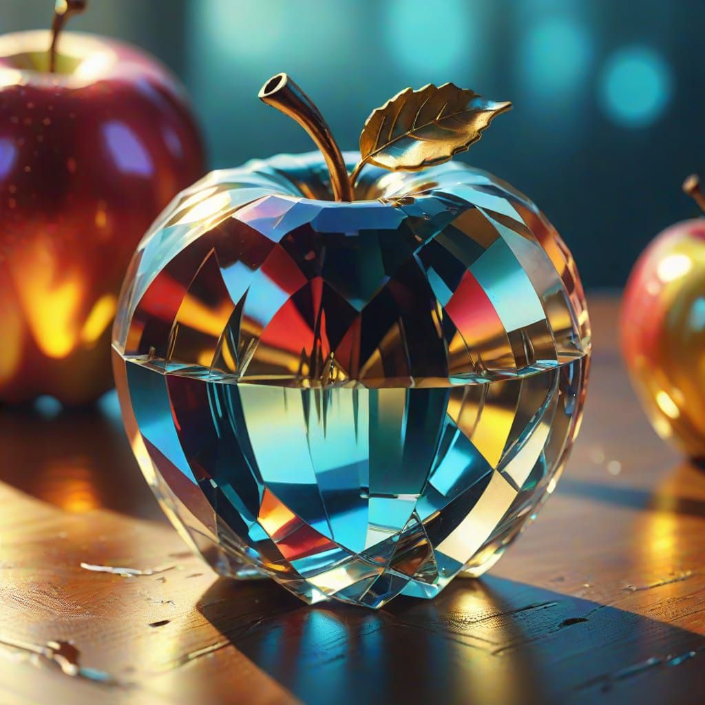 Crystal Apple Prism in Vibrant Oil Painting