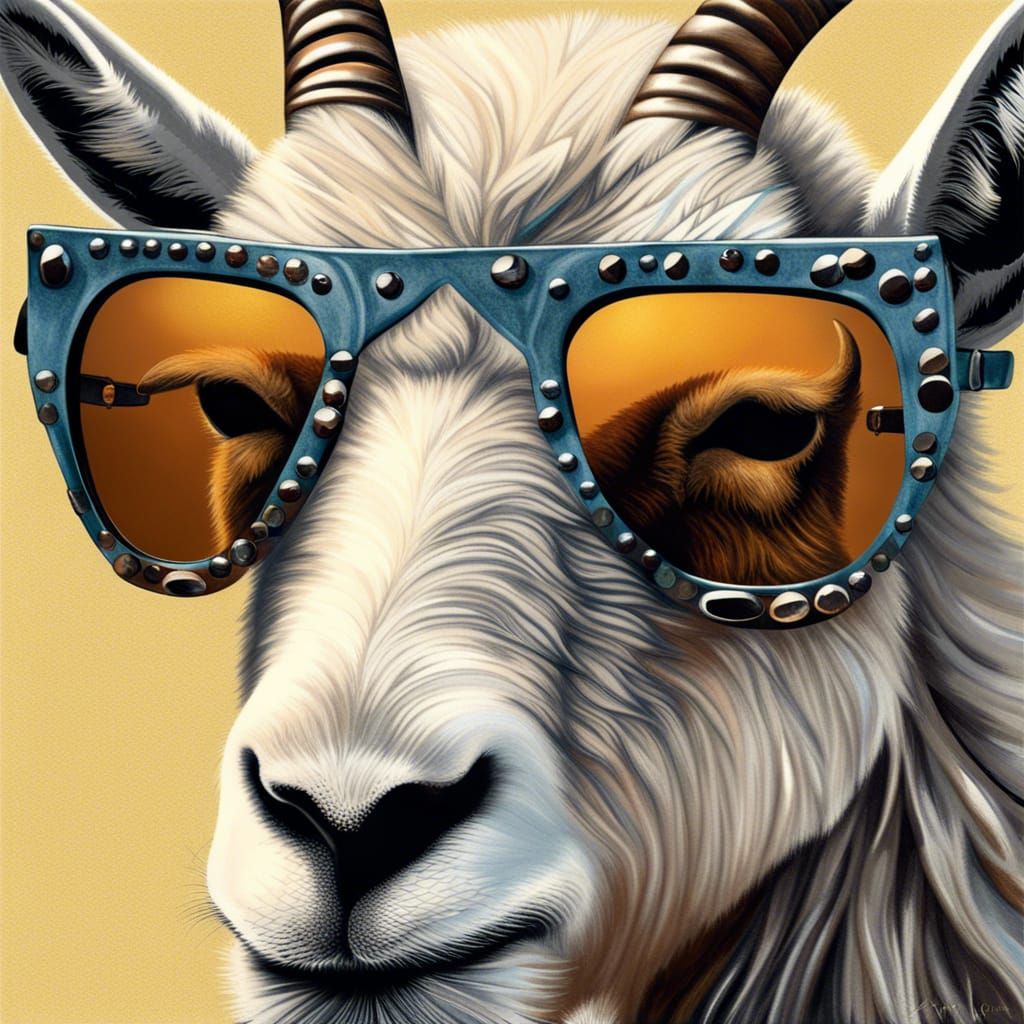 Mountain Goat in Sunglasses and Leather Jacket