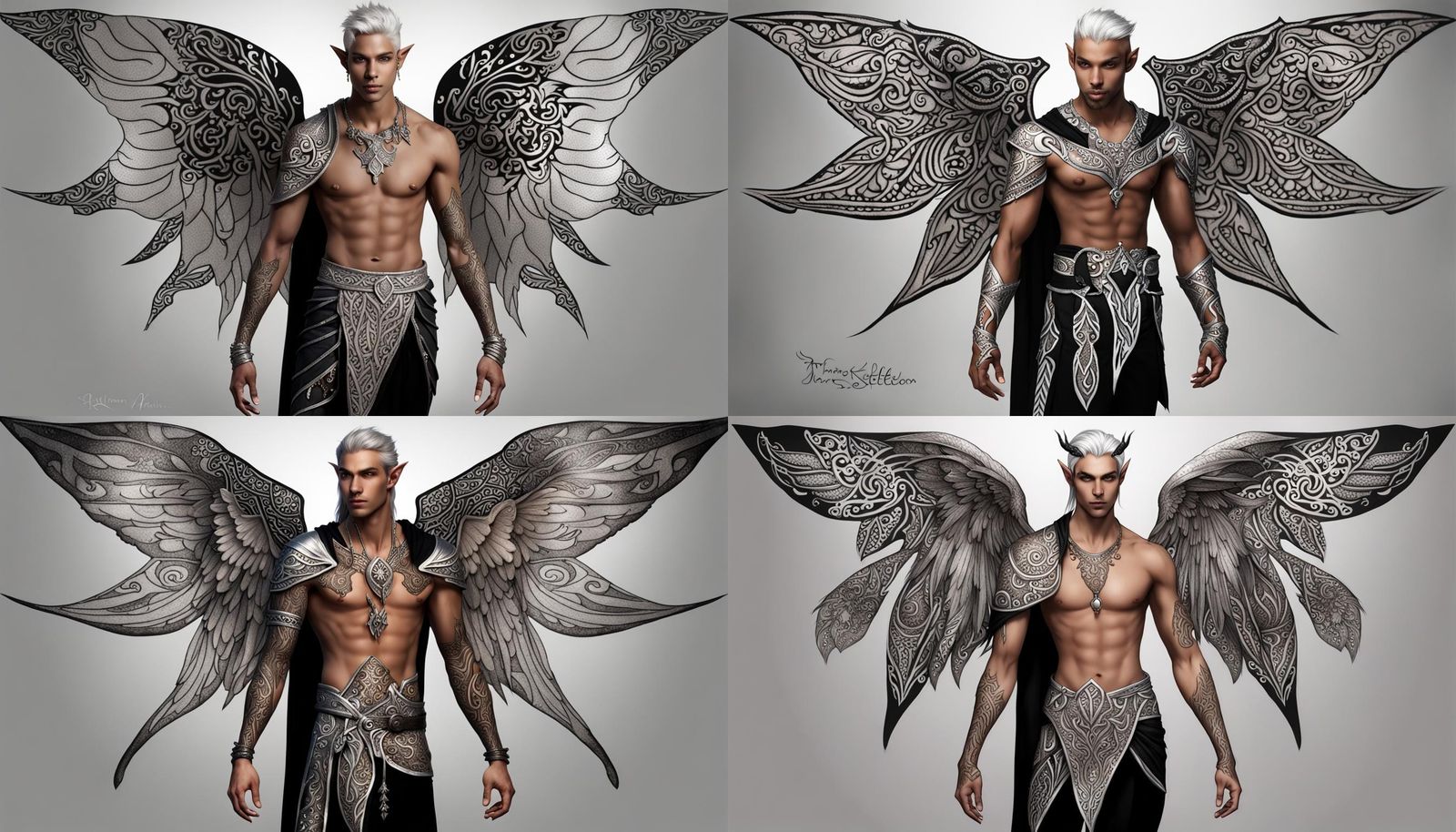 Avariel Elf with Tribal Tattoos and Wings