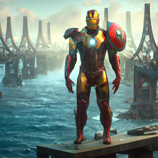 Detailed Matte Painting of Iron Man