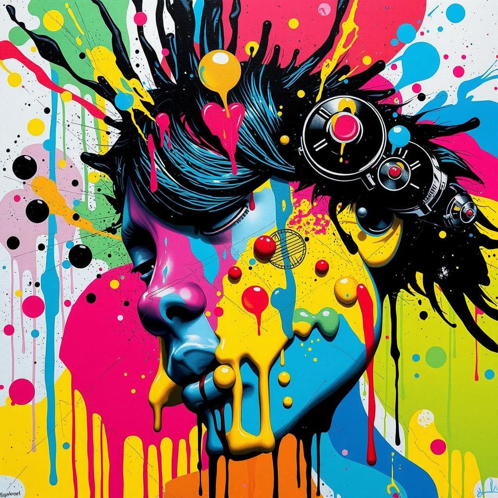 Vibrant Graffiti Art With Melting Splash Style