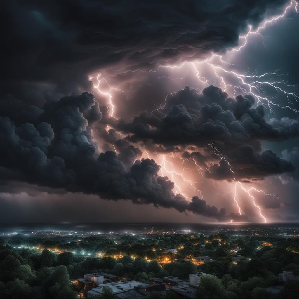 Epic Night Storm in Detailed Digital Painting