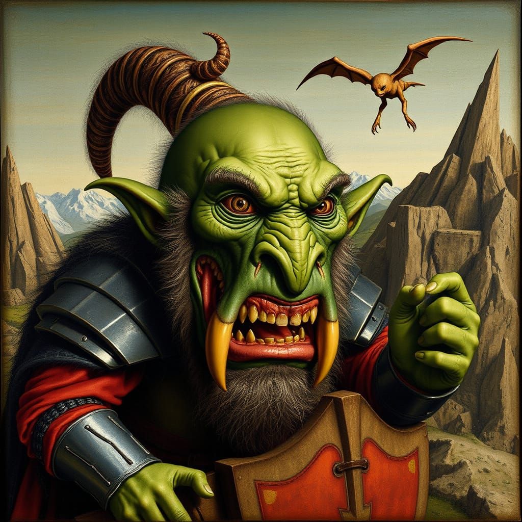 Colossal Ogre in Whimsical Landscape