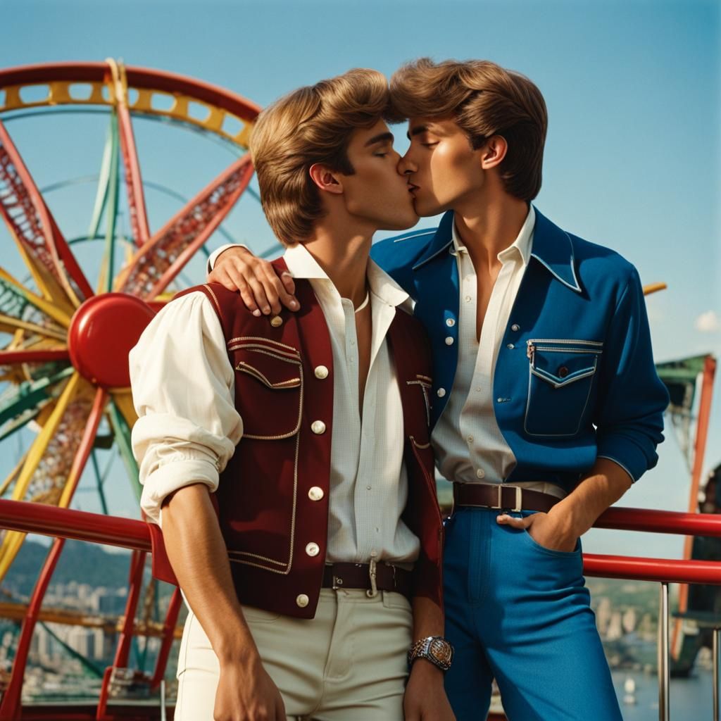 Couple in a 1980s style Movie