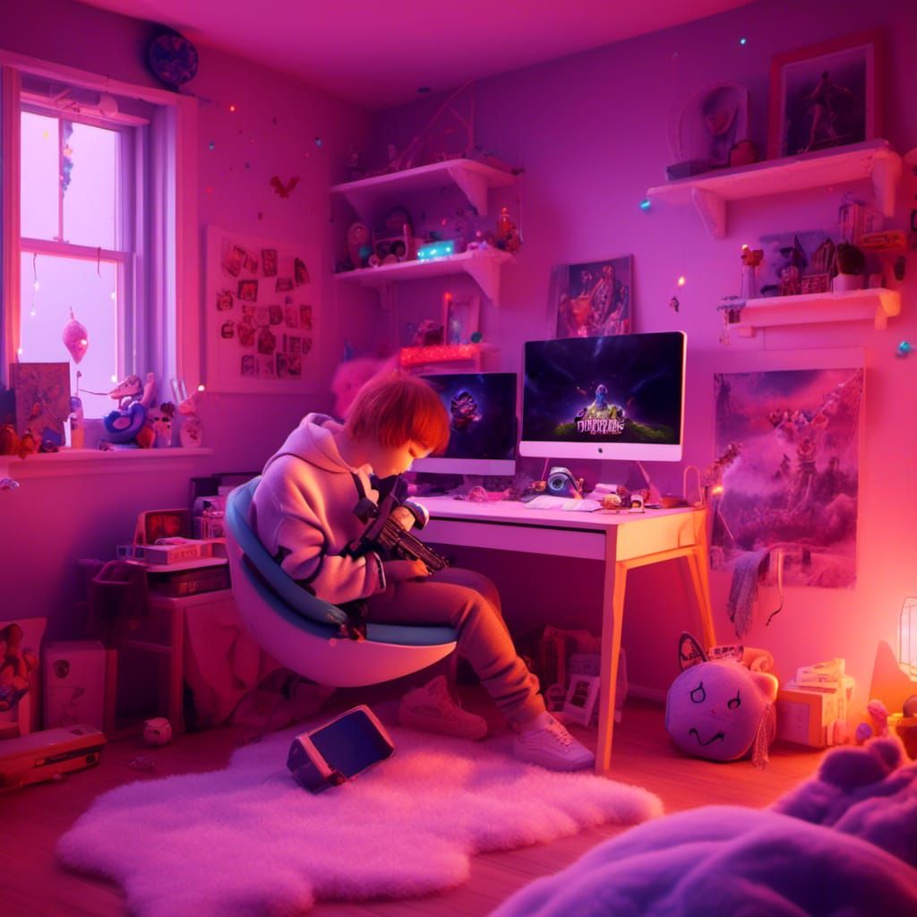 Modern Gamer Room with Fortnite, Professional Photography