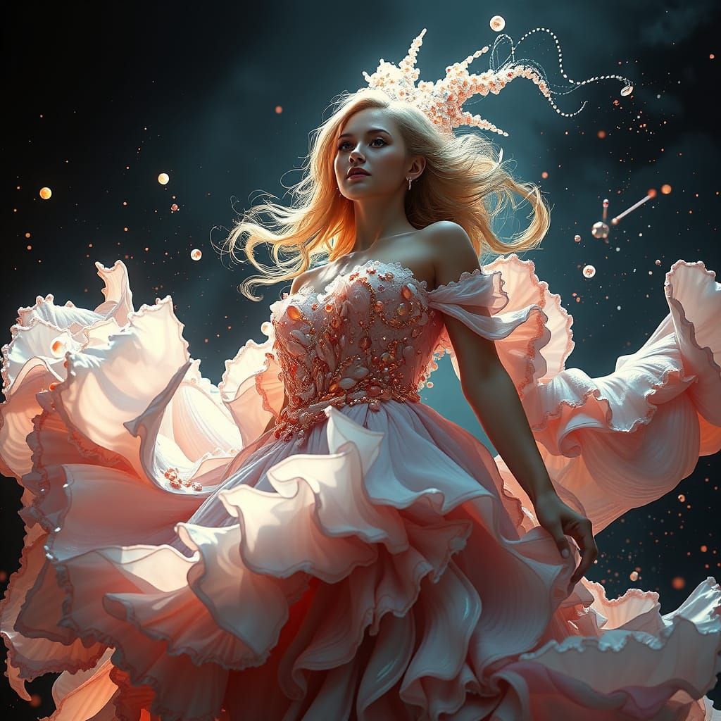 Surreal Portrait in Triadic Colors, Shimmering with Hyperdet...