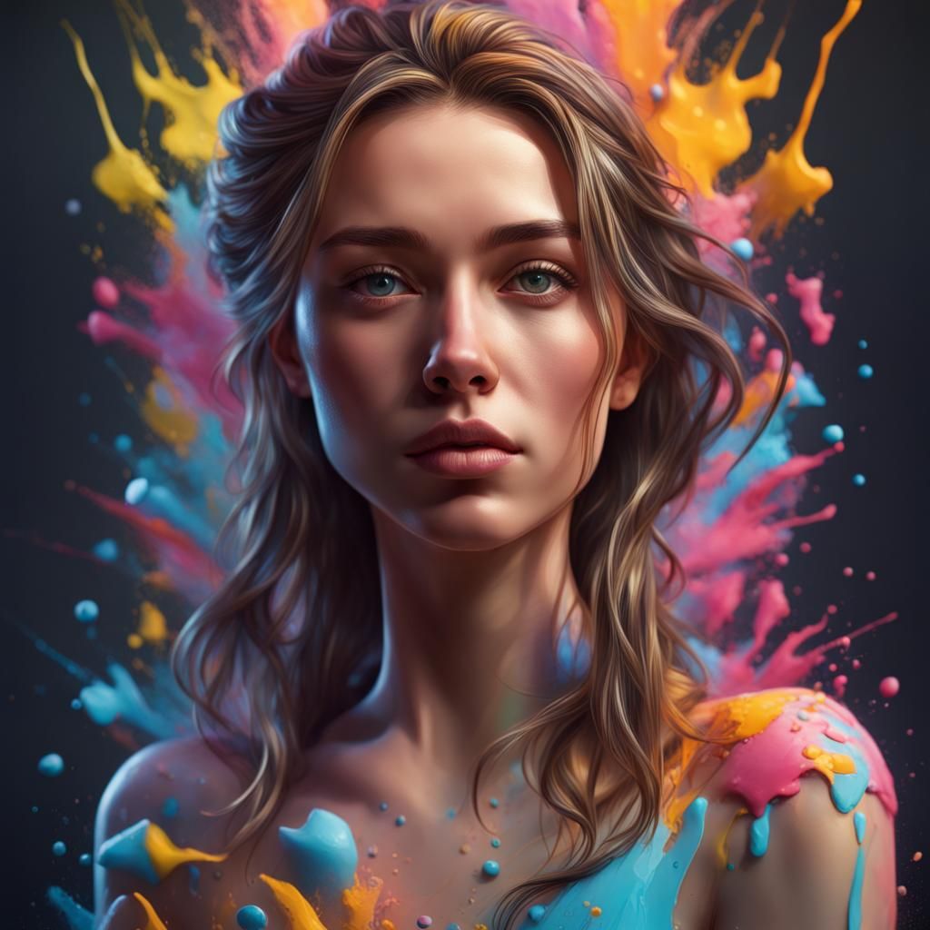 Hyperrealistic Splash Art Portrait in Color Depth