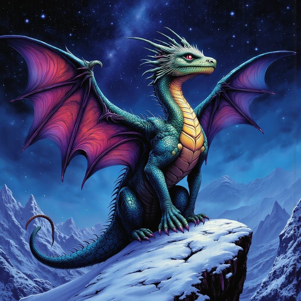 Midwinter Dragon in Comic Book Style