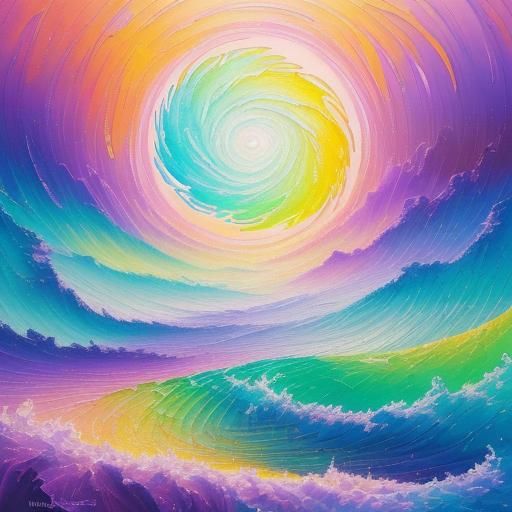 Rainbow Lights Bathe Golden Poetry Scroll