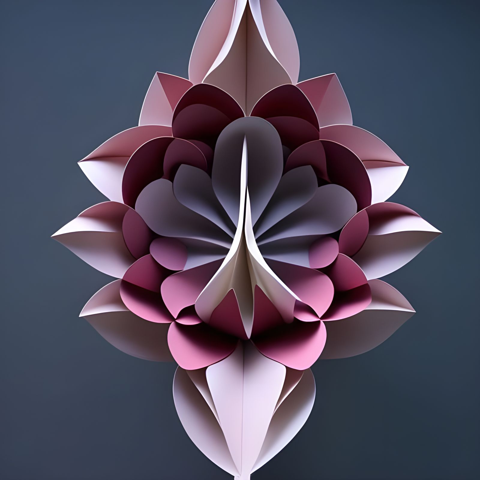 Symmetrical Paper Flower Sculpture in Pink and White