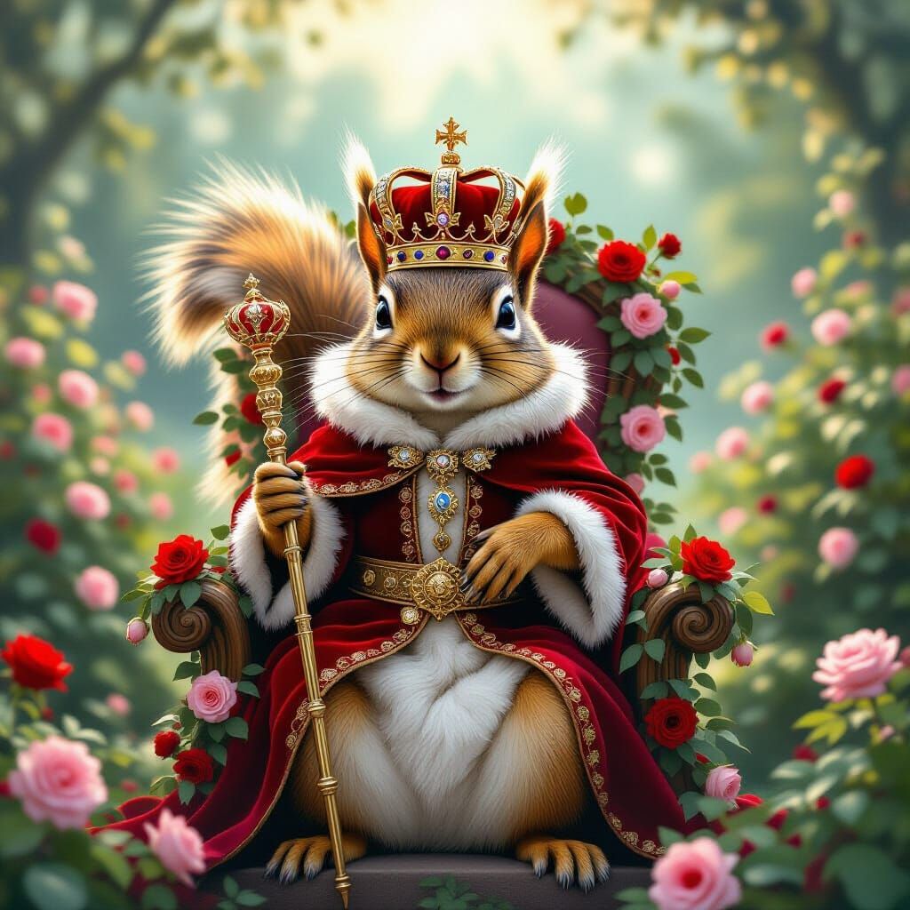 Regal Squirrel King in Aurora Garden