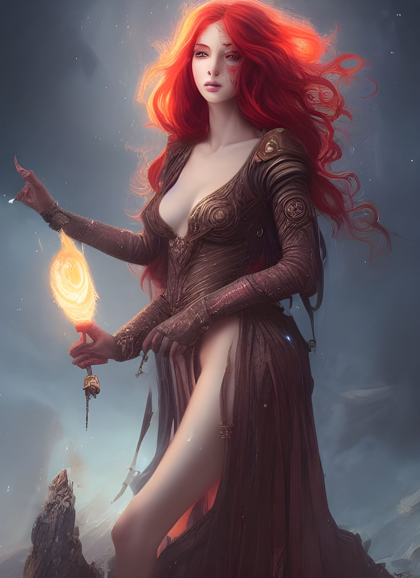 Fire Goddess in Hyper-Realistic Digital Illustration