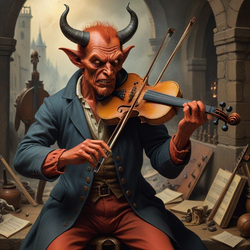 Devil's Serenade: A Bruegel-esque Violin Performance