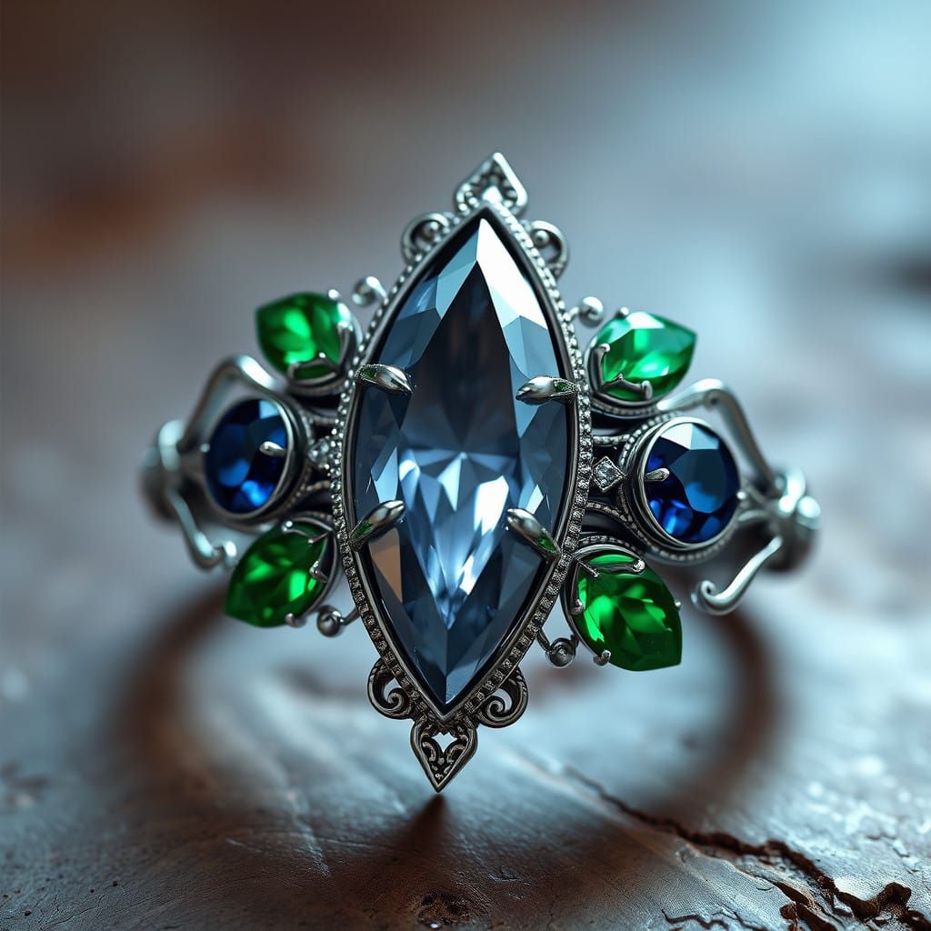 Ethereal Marquis Engagement Ring in Fantasy Art Style