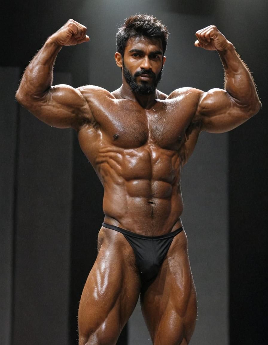 South Asian Bodybuilder Posing on Stage