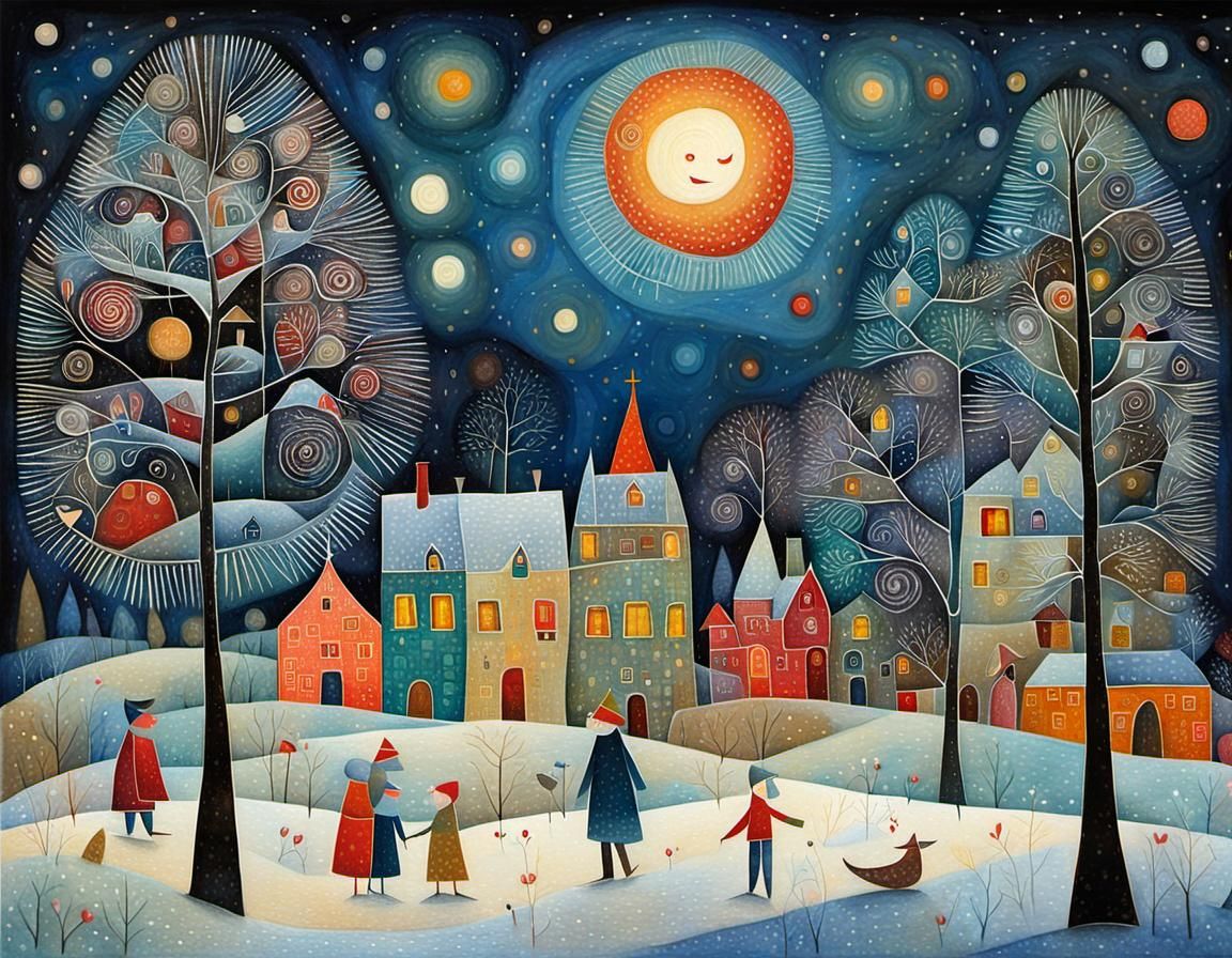 Intricate Winter Evening Inspired by Abstract Art