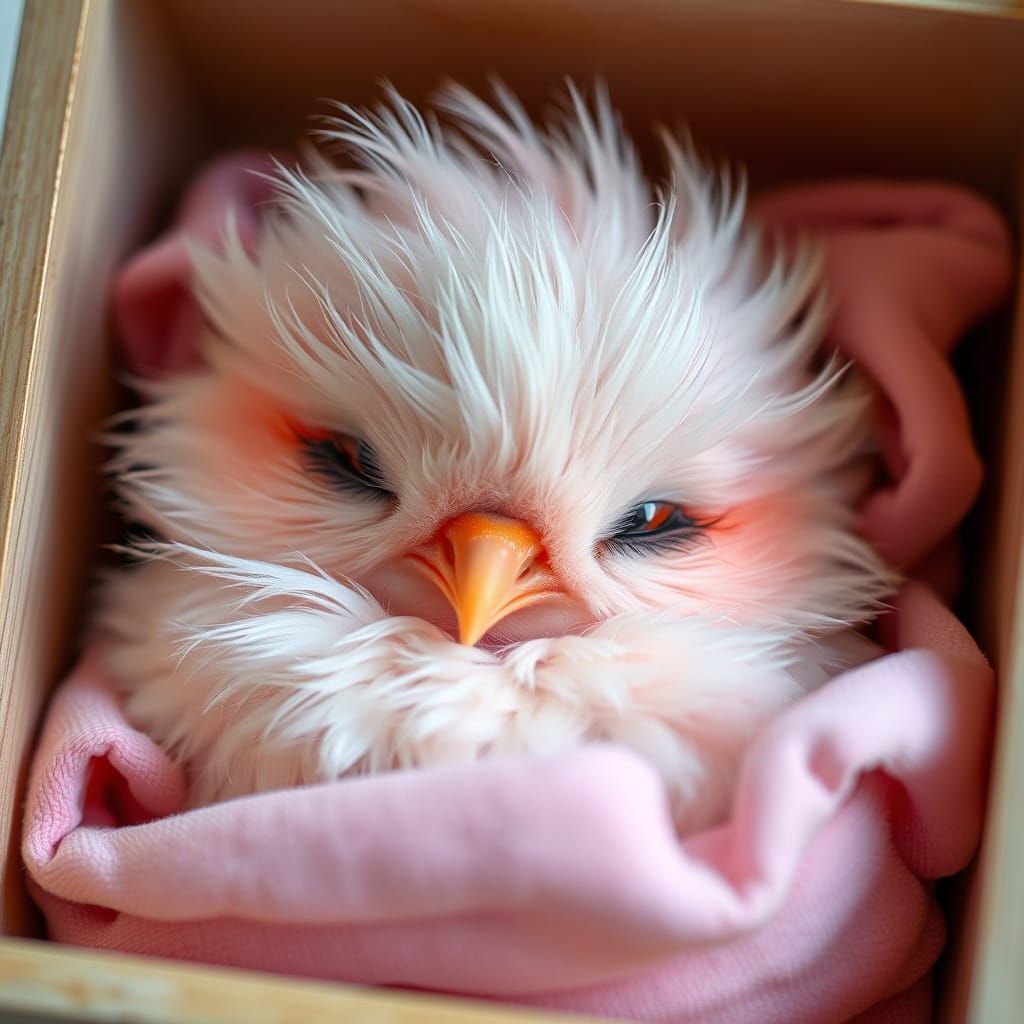 Harpy cutest ever style tiny macro close-up sleeping peeking...