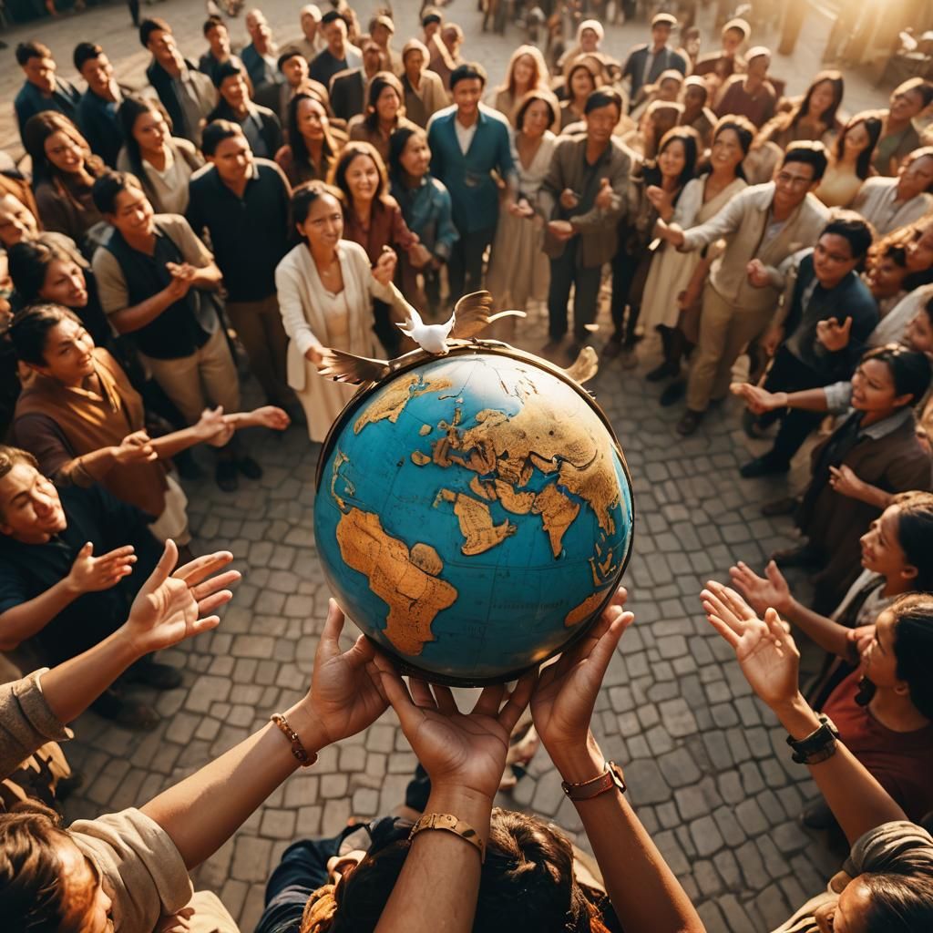 Dove of Peace Flies Over United World