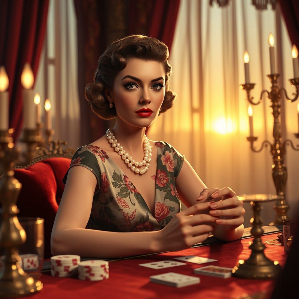 1950s Housewife Gambles with Quiet Confidence