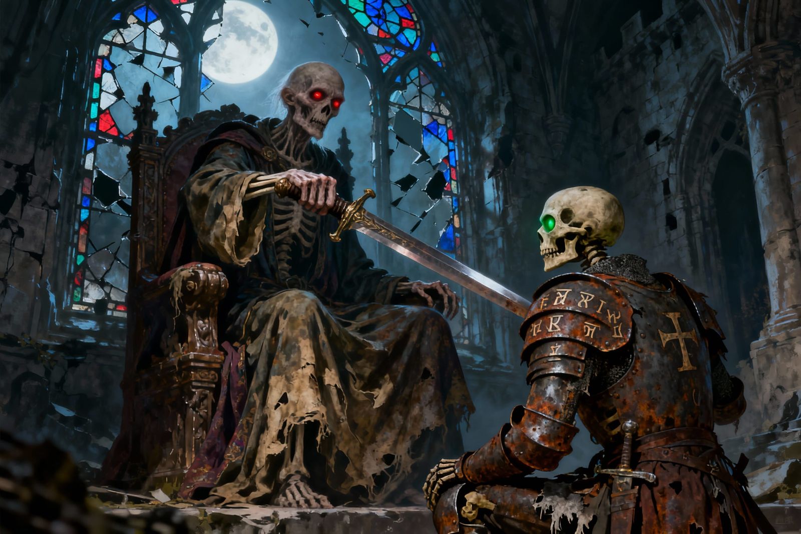 Undead Lich Knights Skeleton Warrior in Ruined Castle